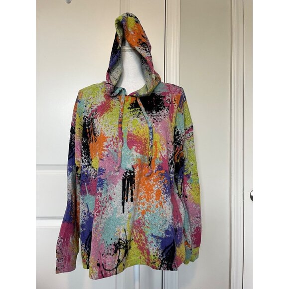 Colorful Jolie & Joy by FCT Paint Splatter Hoodie Pullover w/ Hood & Drawstrings - Picture 1 of 8
